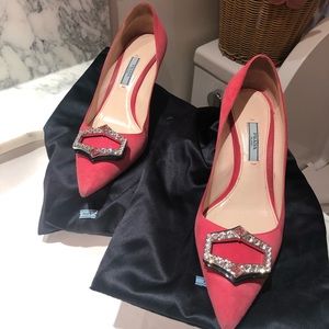Prada buckle shoes size 90 pink
